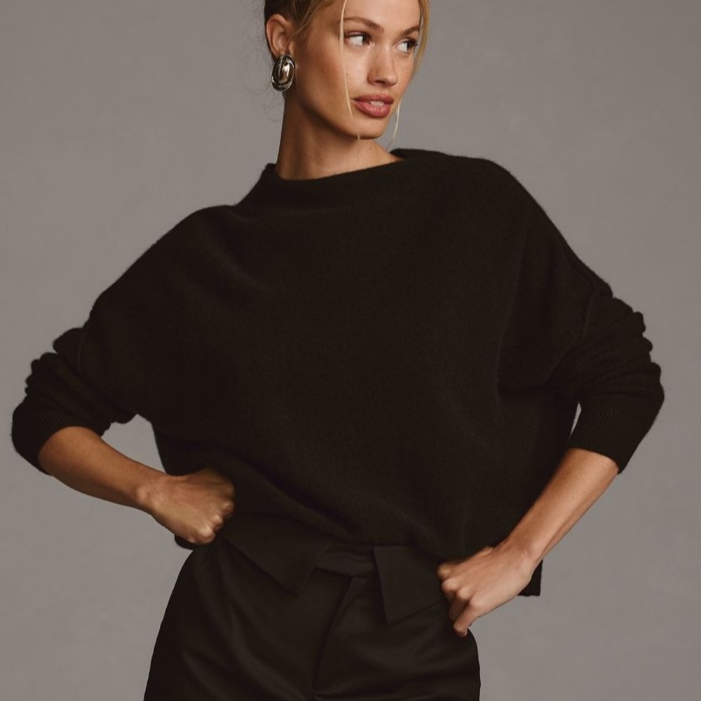 Anthropology Alani Pilcro Cashmere Mock Neck Sweater Black- XS